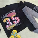 ست بلوز وشلوار پسرانه طوسی مشکی