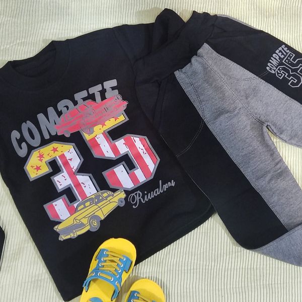 ست بلوز وشلوار پسرانه طوسی مشکی