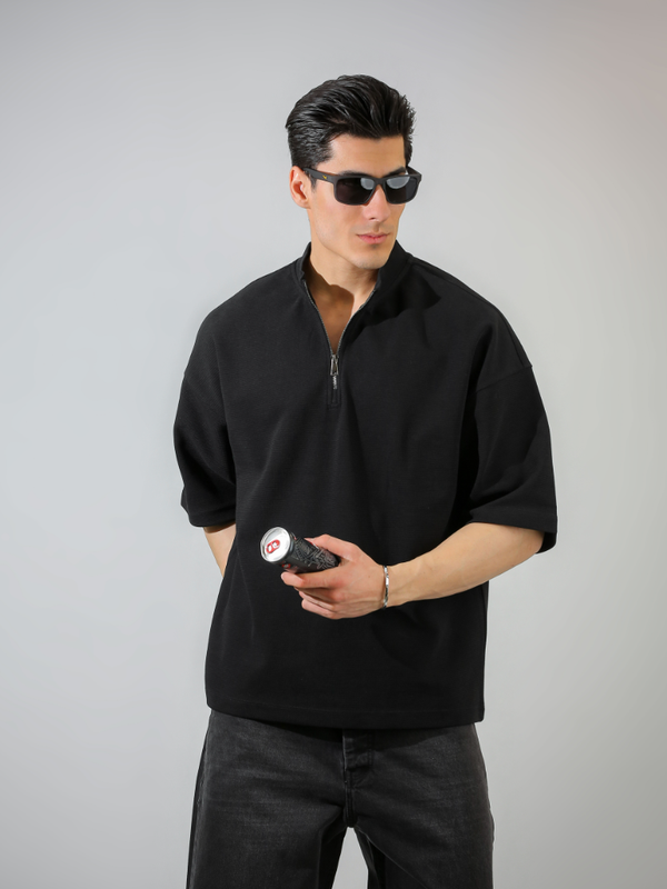 تیشرت یقه گرد نیم زیپ کانفیدنس