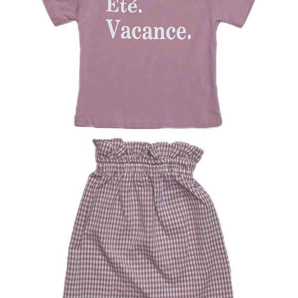 ست تی شرت و دامن شطرنجی