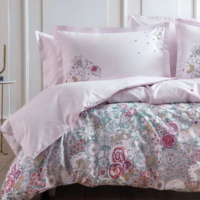 سرویس کاورلحاف یاتاش مدل  Açık Pembe دو نفره 4 تکه