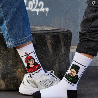 ست جوراب ساق بلند نخ پنبه کینگ و کویین طرح قاجار