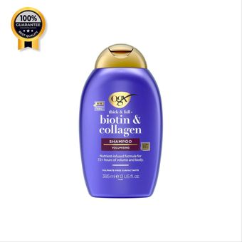 شامپو حجم دهنده مو اوجیکس Ogx اورجینال حاوی بیوتین و کلاژن حجم 385 میل
