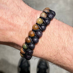 دستبند دو ردیفه عقیق سلیمانی و لاوا