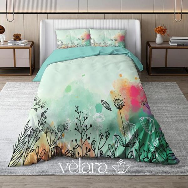 سرویس روتختی پارچه ترک برند ولارا طرح گل و گیاه کد R 74