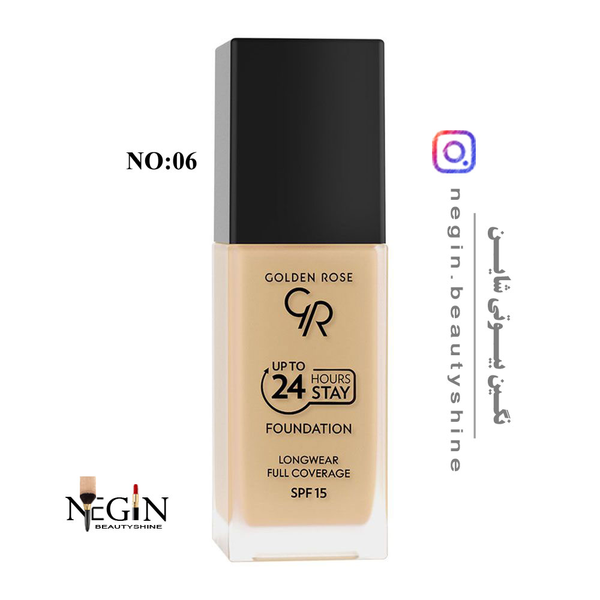 کرم پودر 24 ساعته فول کاور با SPF15گلدن رز اصل (شماره 1 تا 14)