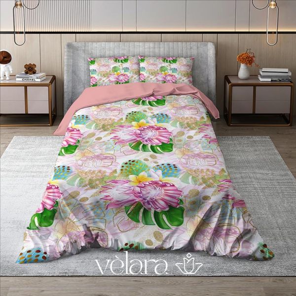 سرویس روتختی پارچه ترک برند ولارا طرح گل و گیاه کد R 171