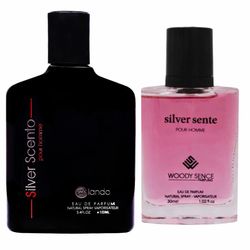 ادو پرفیوم مردانه بایلندو مدل Silver Scento حجم 100 میل به همراه عطر جیبی مردانه وودی سنس مدل Silver Scent حجم 30 میل