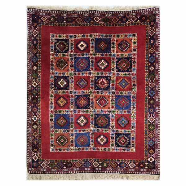 فرش دستباف سایز قالیچه سه متری(تمام پشم یلمه طرح اسپرت دور خلوت خشتی)کد 1677