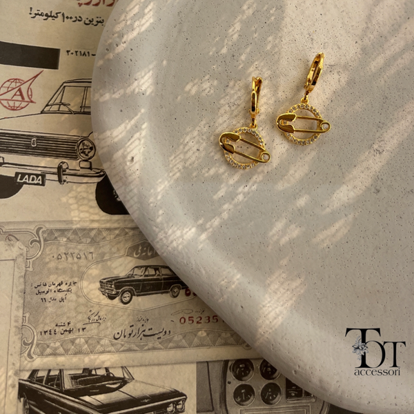 گوشواره حلقه دار طرح زحل و سنجاق