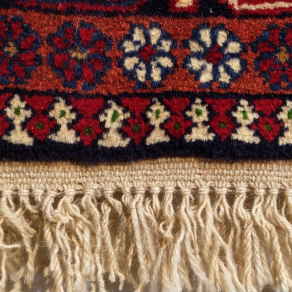 فرش دستباف سایز قالیچه سه متری(تمام پشم یلمه طرح اسپرت دور خلوت خشتی)کد 1677