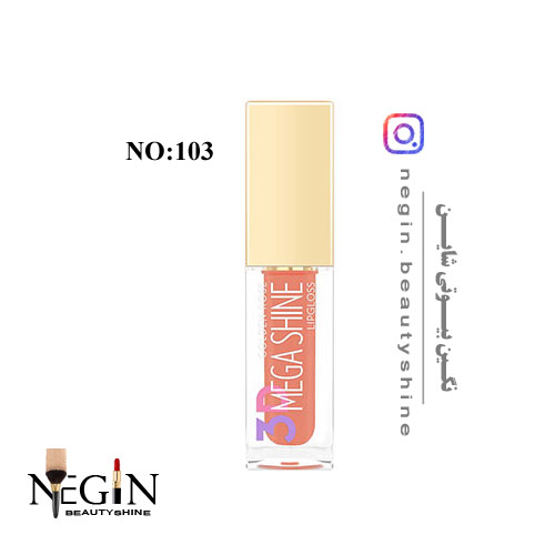 رژلب مایع مدل 3D Mega Shine گلدن رز اصل (شماره 101 تا 122)