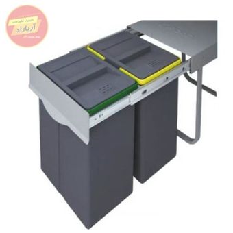 سطل زباله دوقلو 40 لیتری کابینت کد 3633 پلاتین