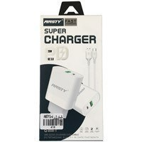 آداپتور شارژر ۲ پورت Type C و USB با کابل Type C ANSTY Q-008-T PD 20W QC3.0