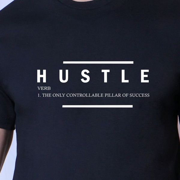 تیشرت مشکی مردانه مدل HUSTLE