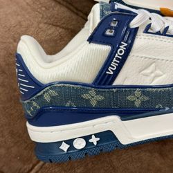 لویی ویتون ترینر آبی سفید  | Louis Vuitton Trainer Blue White