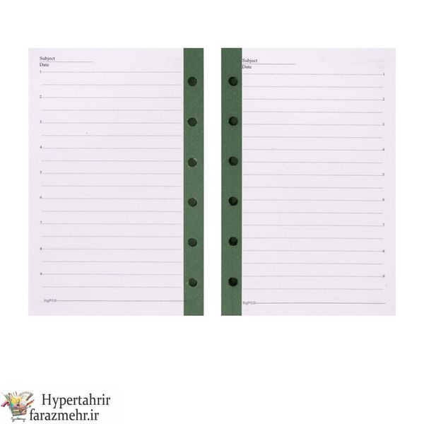 اوراق یادداشت 6 سوراخه  پاپکو (Papco) کد  NB-638-SH رنگبندی (مشکی-نوک مدادی-گلبهی-قرمز-زرد-سبز-سدری-یشمی-آبی-سرمه ای-زرشکی)