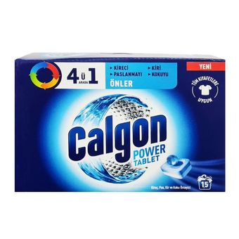 قرص جرم گیر ماشین لباسشویی 4 در ۱ کالگون Calgon بسته ۱۵ عددی