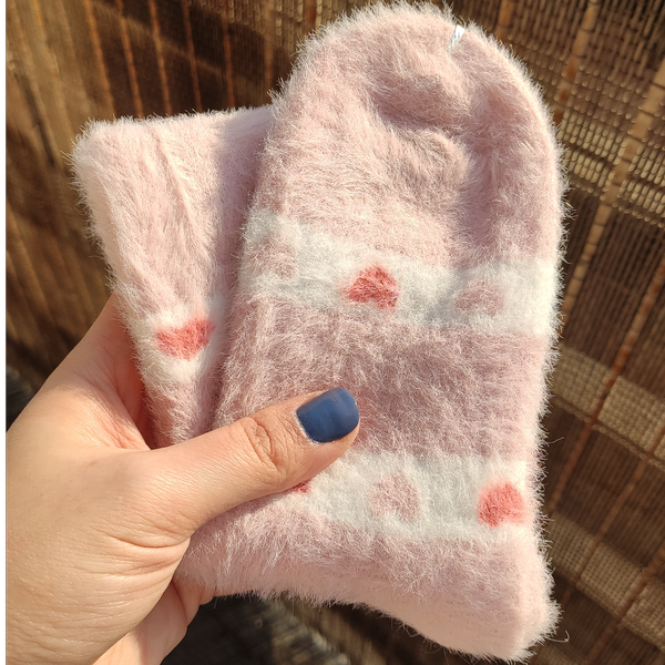 جوراب نیم ساق زنانه موهر طرح قلبی وارداتی