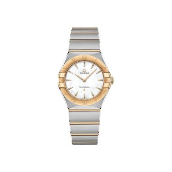ساعت مچی امگا زنانه مدل کانسلیشن سیلور طلایی صفحه صدف OMEGA Constellation