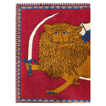 فرش دستباف سایز ذرع و نیم زمینه لاکی (تمام پشم یلمه طرح شیر و خورشید)کد 6084