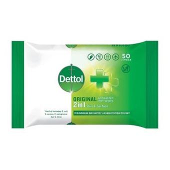دستمال مرطوب آنتی باکتریال پوست و سطوح دتول Dettol تعداد 40 عدد