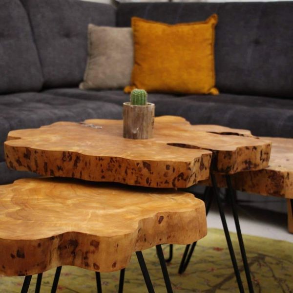 میز سه تکه چوب طبیعی توسکا مدل برکه