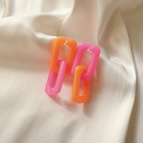 گوشواره تیفانی سرخابی و نارنجی