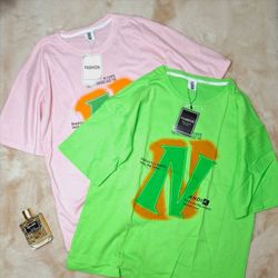 تیشرت چاپی اسپرت مردانه زنانه نخ پنبه در 4 رنگ فریسایز