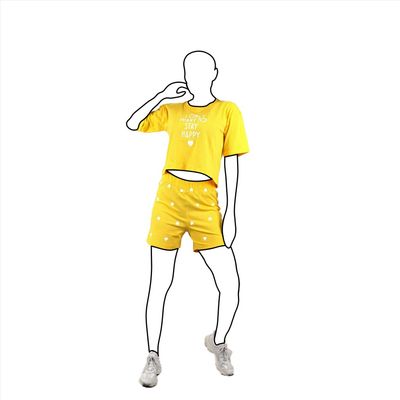 کراپ و شورتک پنبه ای طرح دار ررنگ زدر