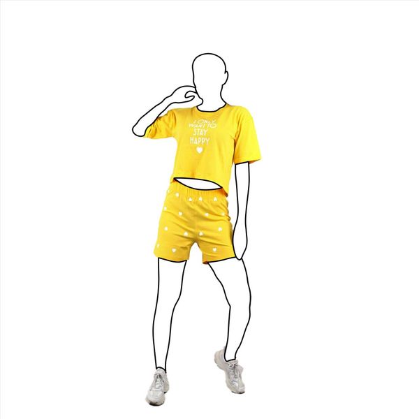 کراپ و شورتک پنبه ای طرح دار ررنگ زدر