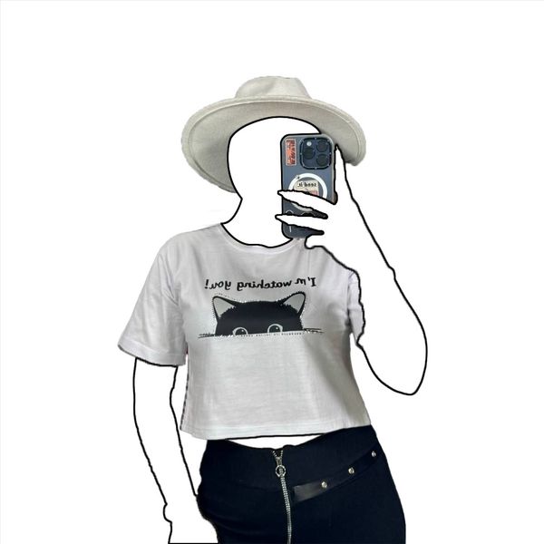 تیشرت کراپ زنانه طرح دار