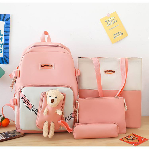 ست کیف وکوله 4 تیکه وارداتی جنس برزنت ضدآب.... کوله‌پشتی چهار‌تکه عروسکی «TeddyBag ستاره‌ای