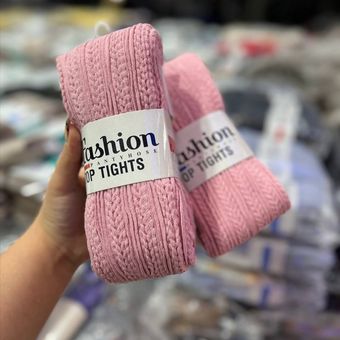 جوراب شلواری بافت گندم برند Fashion پارچه ترک رنگ صورتی