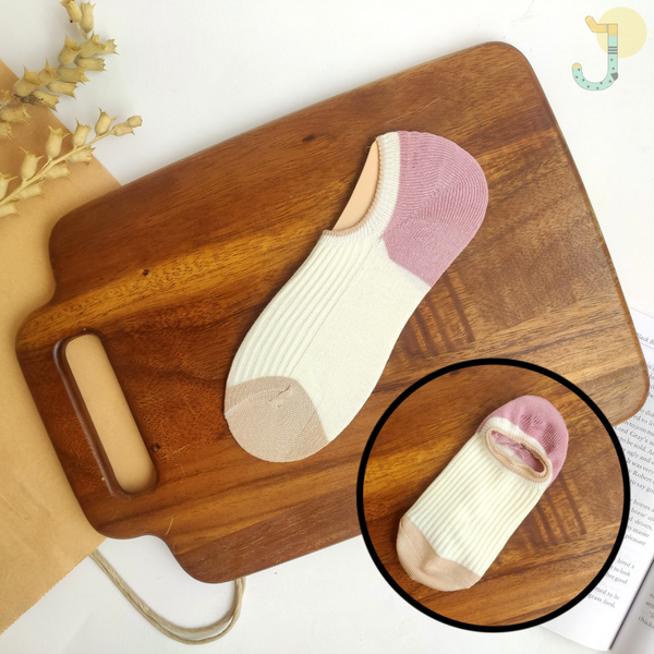 جوراب زیر قوزکی کبریتی زنانه میکس صورتی و نسکافه ای برند وارداتی