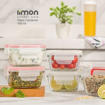 ظرف شیشه ای 180 میل لیمون