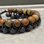 دستبند دو ردیفه عقیق سلیمانی و لاوا