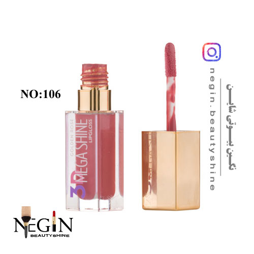 رژلب مایع مدل 3D Mega Shine گلدن رز اصل (شماره 101 تا 122)