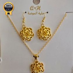 نیم ست گوشواره و گردنبند وارداتی به سبک عربی کد 1