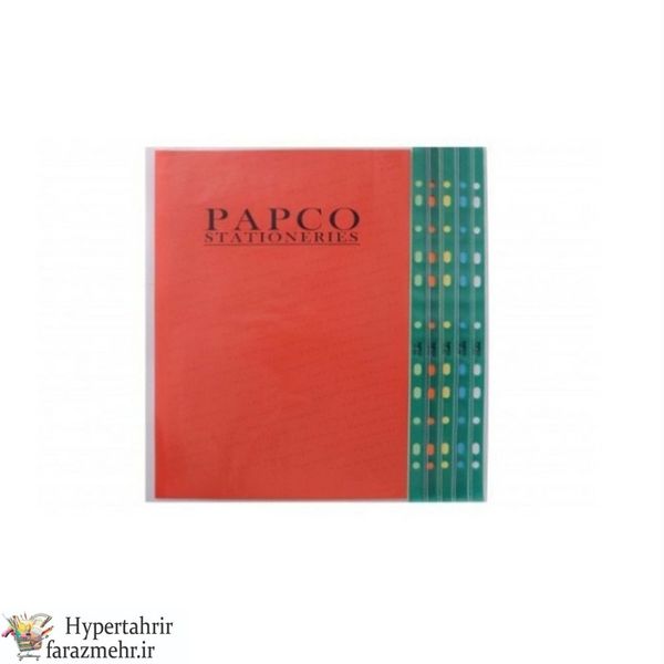 پوشه کیسه ای -کاور پاپکو  (papco) شفاف A4 (بسته 100 عددی) رنگبندی نوار  رنگبندی (سفید-آبی-قرمز-سبز-زرد پرتقالی -مشکی )