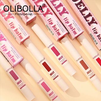 بالم لب براش دار ژله ای اولیبولا Olibolla اصلی آبرسان لب در 6 شماره (لیپ گلاس)