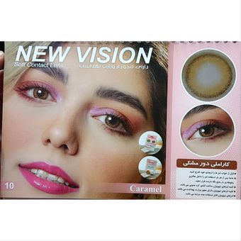 لنز رنگی نیوویژن New vision اورجینال مدل 500 ساعته رنگ کارامل Caramel