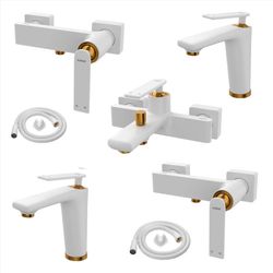 ست شیرآلات کسری مدل آمازون مجموعه 7 عددی شیری طلایی