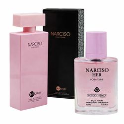 ادوپرفیوم زنانه بایلندو مدل نارسیسو حجم 100 میل به همراه عطر جیبی زنانه وودی سنس مدل NARSISO HER حجم 30 میل