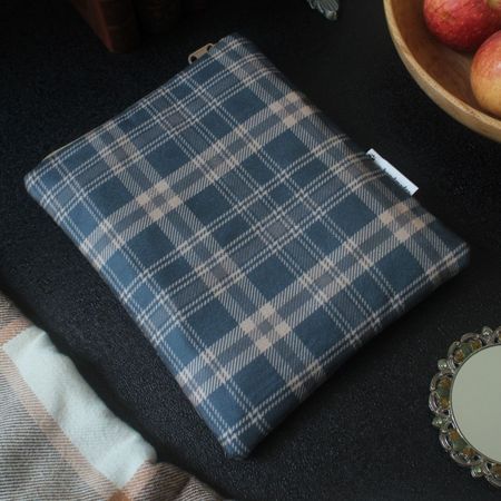 کیسه کتاب طرح چهارخونه سبزآبی