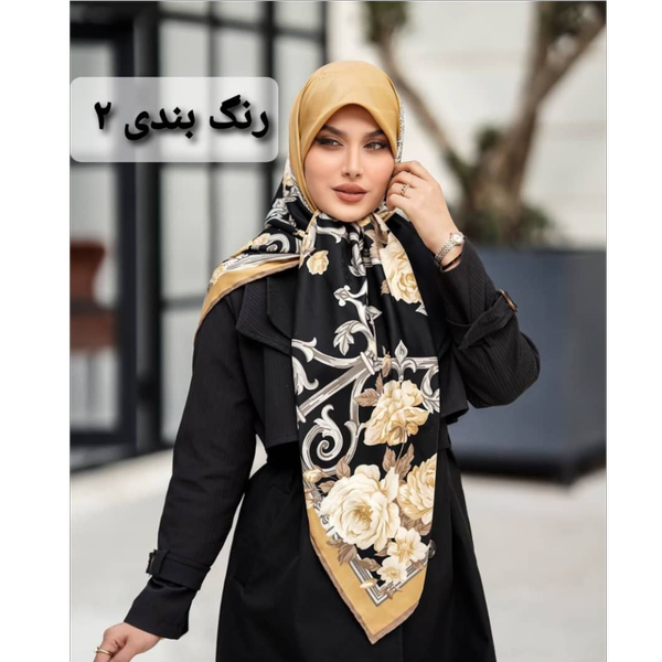 روسری ابریشم ژاکارد طرح گل