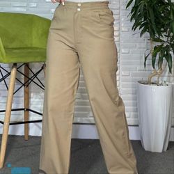 شلوار نیم بگ کتان کش درجه 1 رنگ نسکافه ای