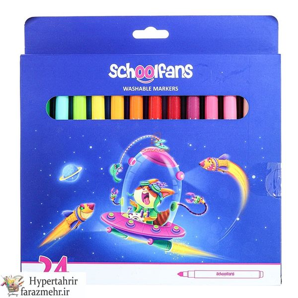 ماژیک رنگ آمیزی 24 رنگ مدل FA2402 اسکول فنس SCHOOLFANS