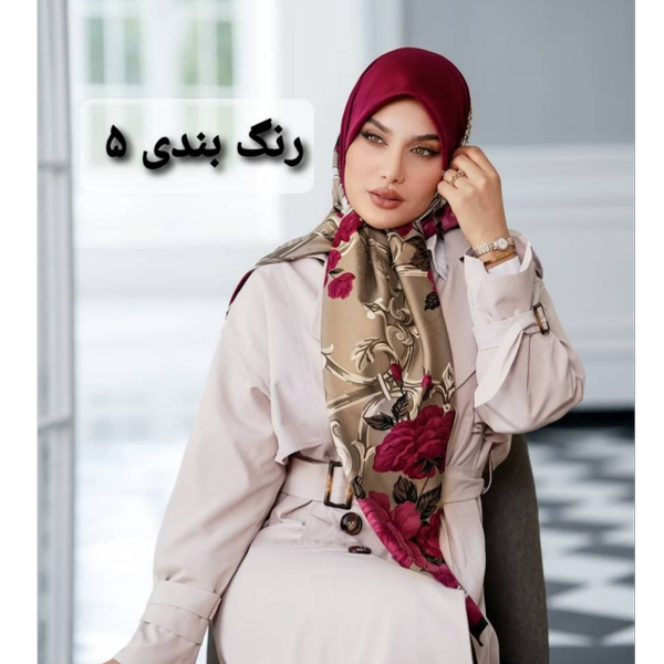 روسری ابریشم ژاکارد طرح گل