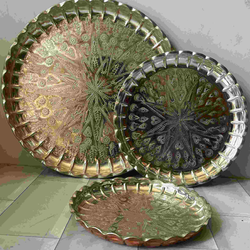سینی مسی یزدی داخل سفید سایز 1